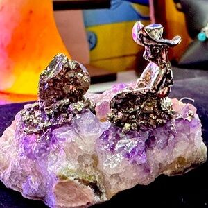 Pyrite Miner on Brazilian Amethyst Geode